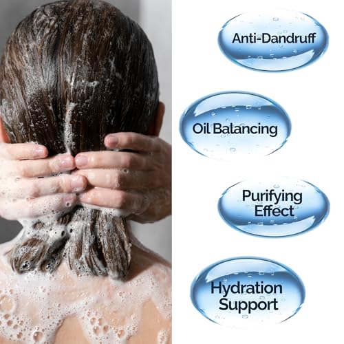 Mineaderm Anti-Dandruff Shampoo for Oily & Itchy Scalp - Vegan, Silicone-Free, Tea Tree & Peppermint - 10.1 fl oz