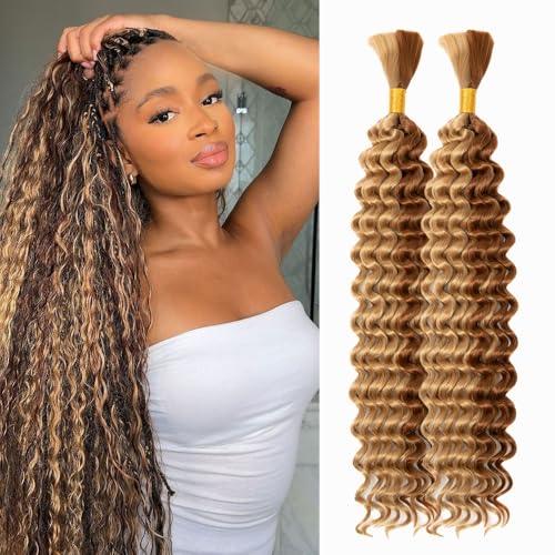 MOCCWOM Deep Wave Braiding Hair - 20 Inch Synthetic Bulk Hair Extensions