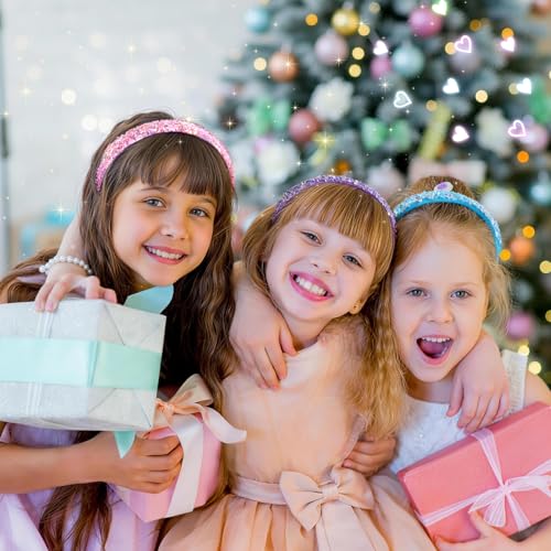 WSYUB Sequin Headband Set for Girls | 3-Piece Glitter Hair Bands