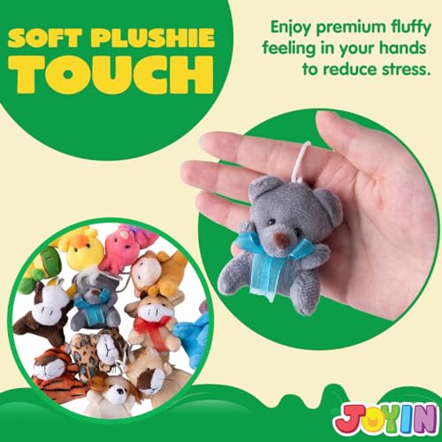 JOYIN 12-Pack Mini Animal Plush Toys - Cute Keychain Decorations