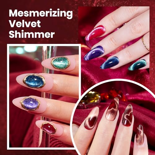 Beetles Cat Eye Gel Nail Polish Set - 6 Colors Magnetic Effect