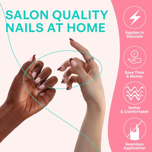 GJZEZ Short Almond Press On Nails - Soft Gel Fake Nails, Mocha Brown