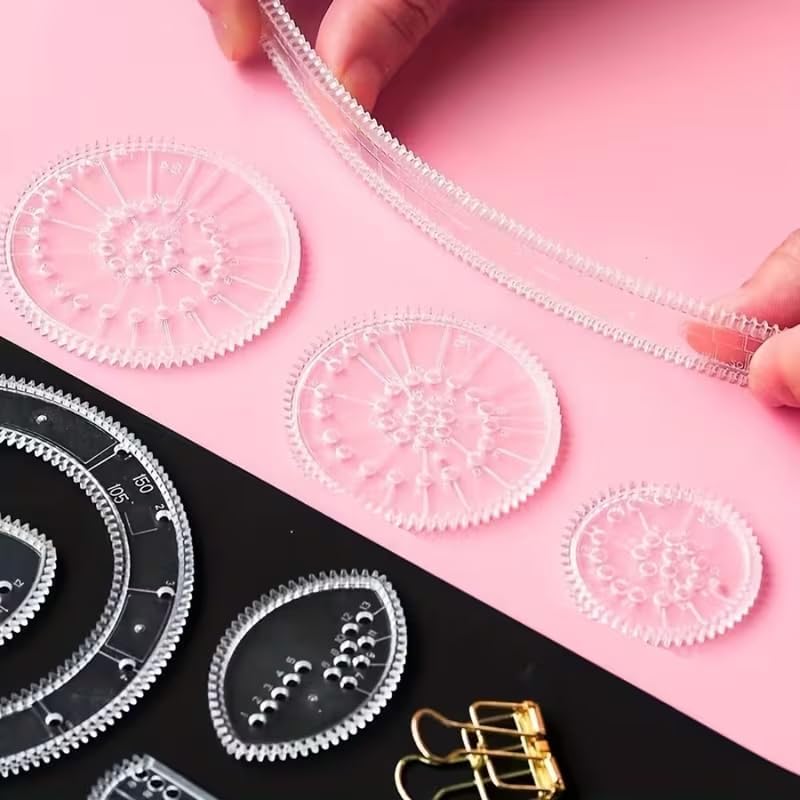 Spirograph Circle Maker Drawing Kit - 22PCS Geometric Ruler Template Set for Kids 8-12 | Spiral Art Design & Educational Toy