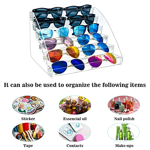 MineSign 5-Tier Clear Sunglasses Organizer Display Case for Eyeglasses