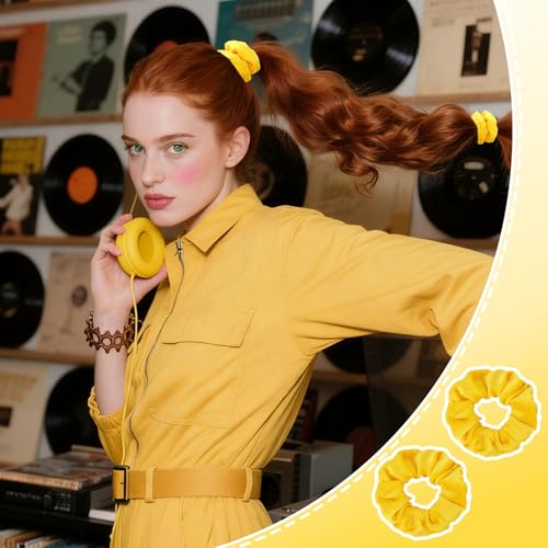 YISSION Yellow Velvet Hair Scrunchies - 2 Pack for Women & Girls
