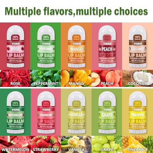 20-Pack Mini Lip Balm with 10 Flavors - Moisturizing Care