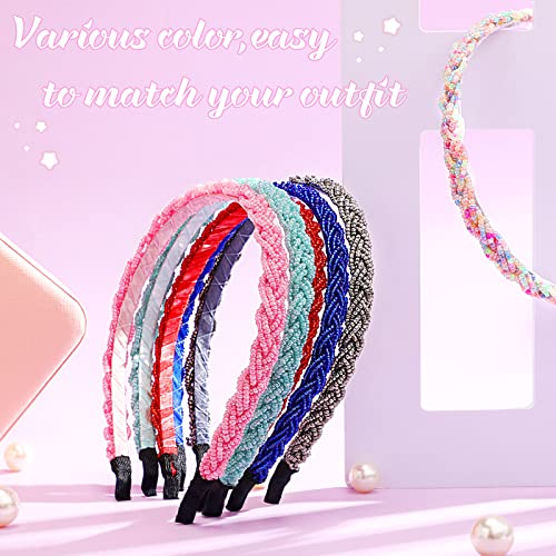 6-Piece Sparkly Crystal Beaded Headbands for Women, Elegant Hair Hoops