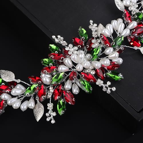 Rumtock Red Christmas Crystal Headband - Handmade Festive Hair Accessory