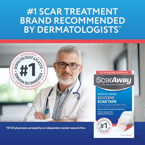 ScarAway Silicone Scar Tape - Medical-Grade, Water-Resistant, Self-Adhesive for Hypertrophic & Keloid Scars