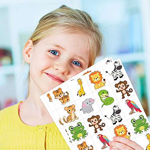 60 Pcs Safari Animal Temporary Tattoos for Kids Birthday Party