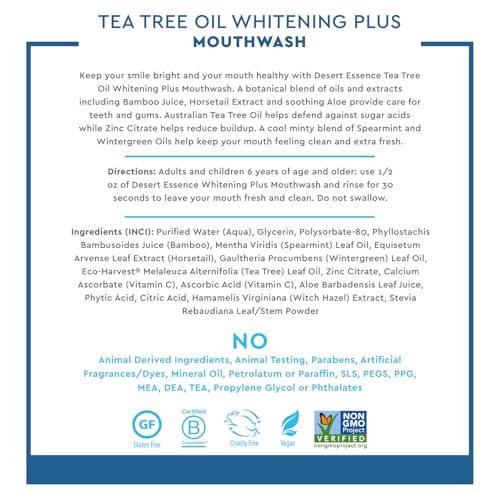 Desert Essence Tea Tree Whitening Mint Mouthwash, 16 fl oz