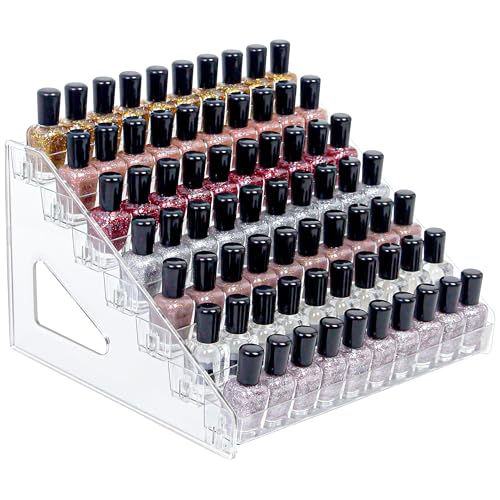 7-Tier Clear Acrylic Nail Polish Rack Display Stand for Cosmetics