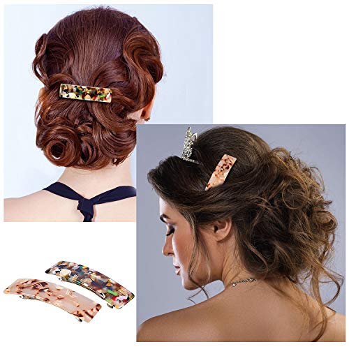 WILLBOND 8-Piece Hair Barrettes Set for Women - French Tortoise Shell Clips