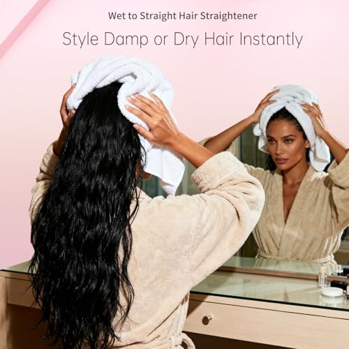 MEIBEAZON 2-in-1 Hair Straightener & Curler - Wet to Dry Ceramic Plates
