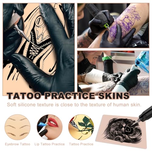 Autdor 15pcs Tattoo Practice Skin, Mixed Thickness 1mm-3mm Silicone Sheets
