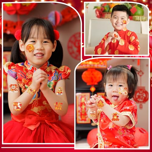 72pcs 2026 Year of the Horse Temporary Tattoos - Lunar New Year Party Favors