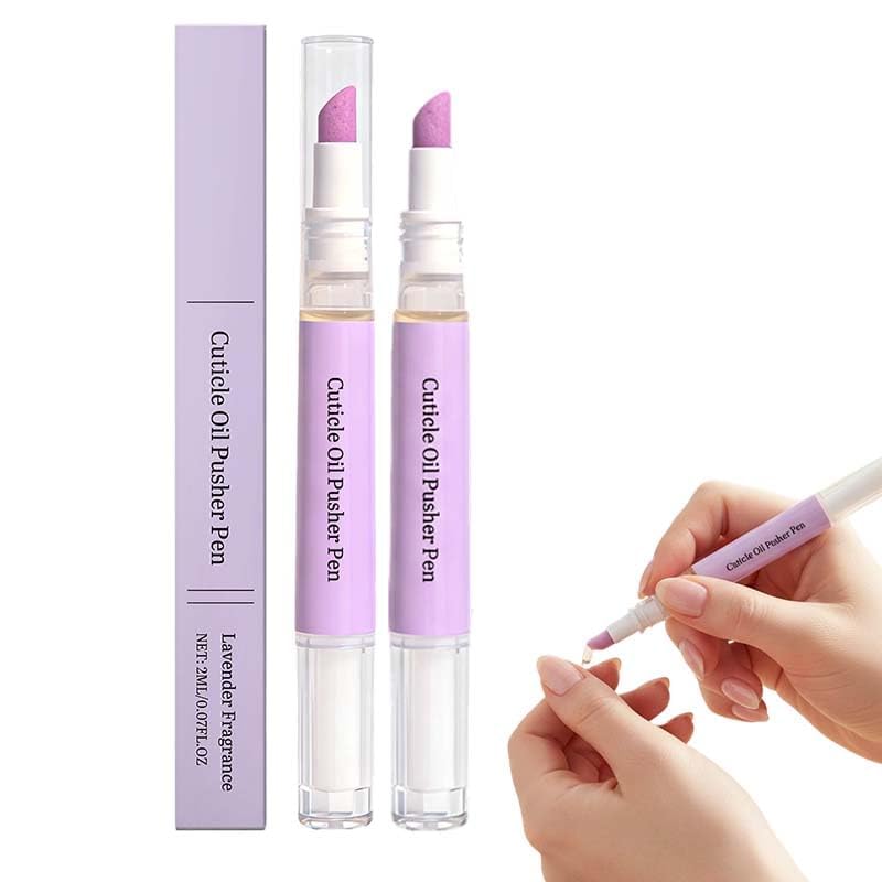 Cuticle Oil Pusher Pen - 2-in-1 Ceramic Nail Care Tool for Dry & Damaged Nails | Moisturizes & Strengthens (2 Pcs)