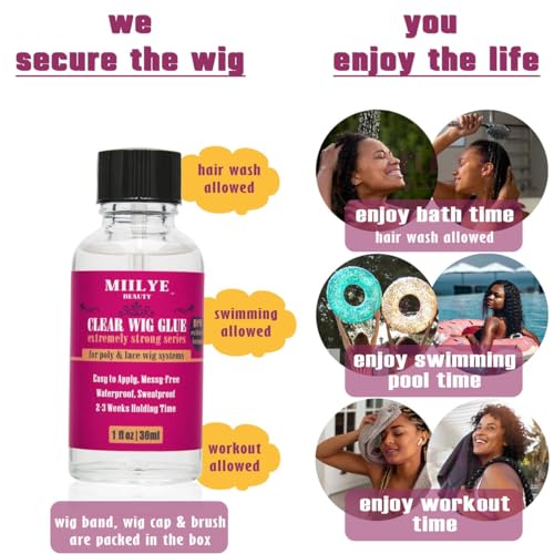 MIILYE BEAUTY Waterproof Clear Wig Bond Glue with Remover Set