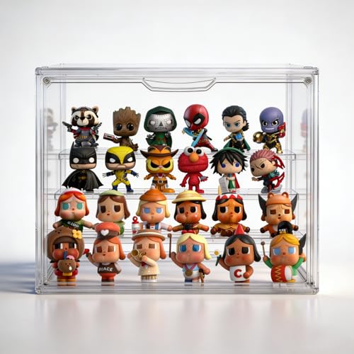 HuixinAcrli Fourth Floor Acrylic Collectible Display Box with Magnetic Door, Stackable Dustproof Shelves