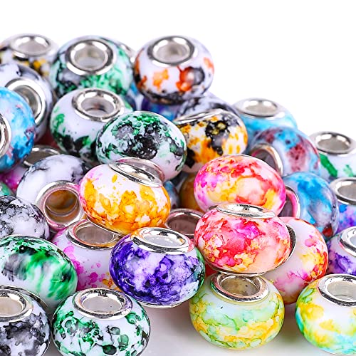 100 Mixed Color 14mm European Large Hole Spacer Beads for Jewelry Making
