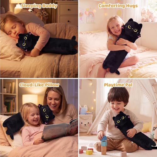 Mewaii Long Black Cat Plush Body Pillow - Cute Kawaii Design