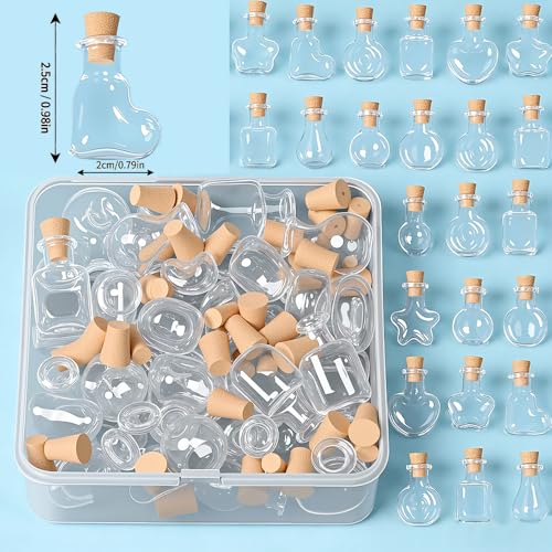 40 PCS Geometric Glass Bottles with Cork Stoppers for Crafts