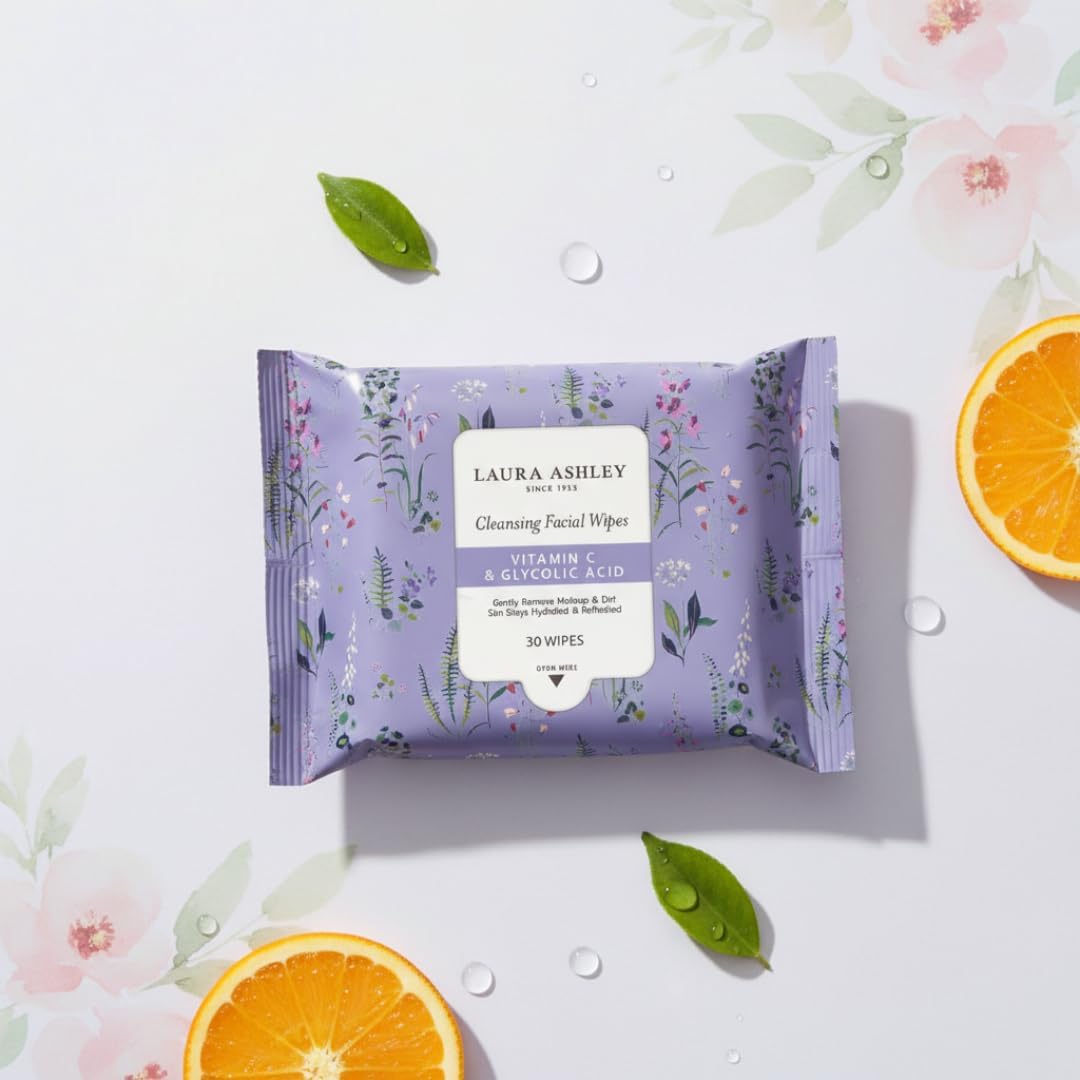 Laura Ashley Face Wipes - Cleansing Makeup Remover with Vitamin C & Retinol | 4 Pack, 120 Pcs