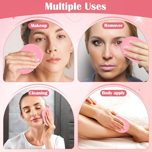 Luxiv X-Large Compressed Facial Sponges - 120 Pack Pink Oval Cleansing Pads
