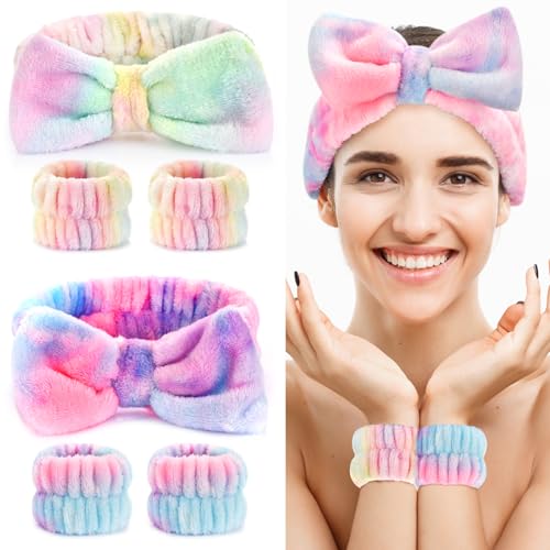 Wteehn Spa Headband & Wristband Set for Face Washing - 6pcs
