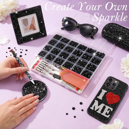 35000PCS Black Rhinestones Bedazzling Kit with Tools & Glue
