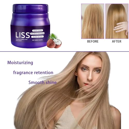 Hair Straightening Cream with Keratin & Coconut Oil - No Formaldehyde, Rebuild & Shine - 1pcs