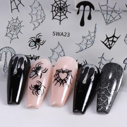 SPNBCQ Orange Halloween & Autumn Nail Art Stickers, 8 Sheets, 3D Self-Adhesive Pumpkin Face & Ghost Decals