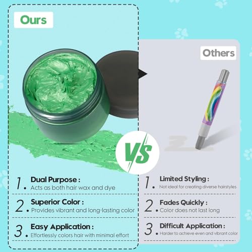 Zuaooz Green Temporary Hair Color Wax Kit for Kids & Teens, Washable DIY Hair Dye, Fun Hairstyles & Gifts