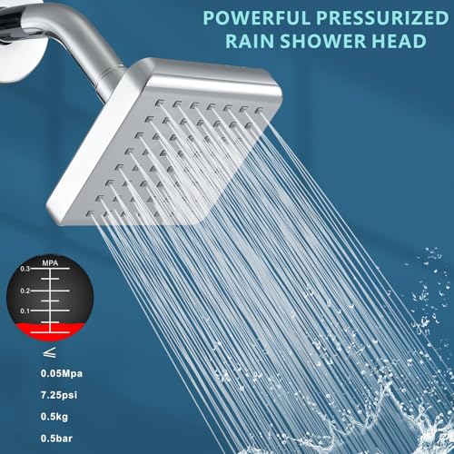 Voolan High Pressure Rain Shower Head - 4" Square Chrome