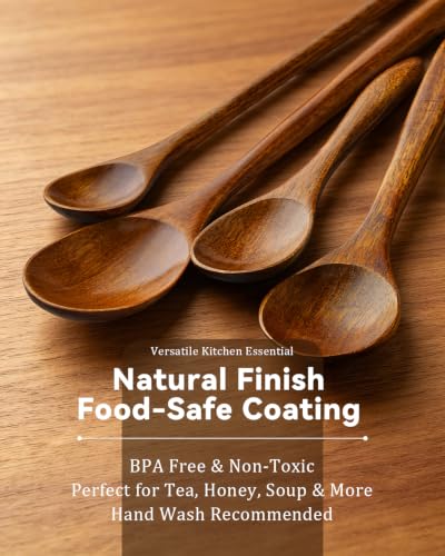 MORGLES 8-Piece Handcrafted Wooden Spoon Set for Honey & Soup