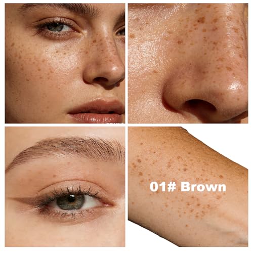 Rotating Freckle Pen & Freckle Stamp Makeup, Natural Lifelike Faux Freckles for Sunkissed Makeup Quick Dry & Long-Lasting, Smudge-Proof & Waterproof Freckle Pen 01#Brown