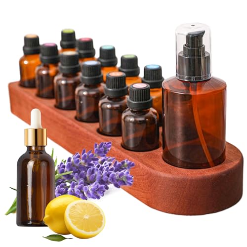Wisnewth Wooden Essential Oil Holder with 13 Holes for Desktop