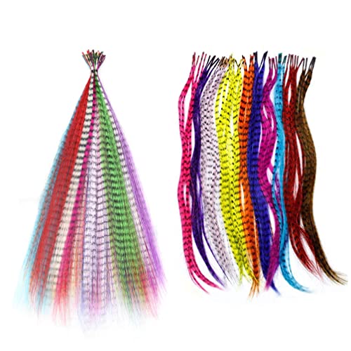 16 Inch Synthetic Feather Hair Extensions with 12 Colors & Tools