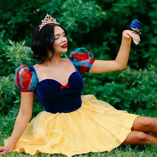 KICOSY Gold Red & Blue Crystal Tiara Headband - Regal Rhinestone Crown for Cosplay & Formal Events