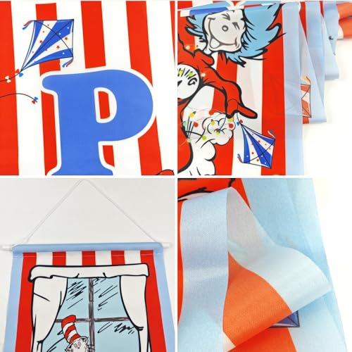 Happy Birthday Porch Banner Set - Cat in the Hat Design, 2pcs