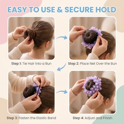 QUUPY Bright Color Ballet Hair Nets 4 Pack for Dancers & Performers
