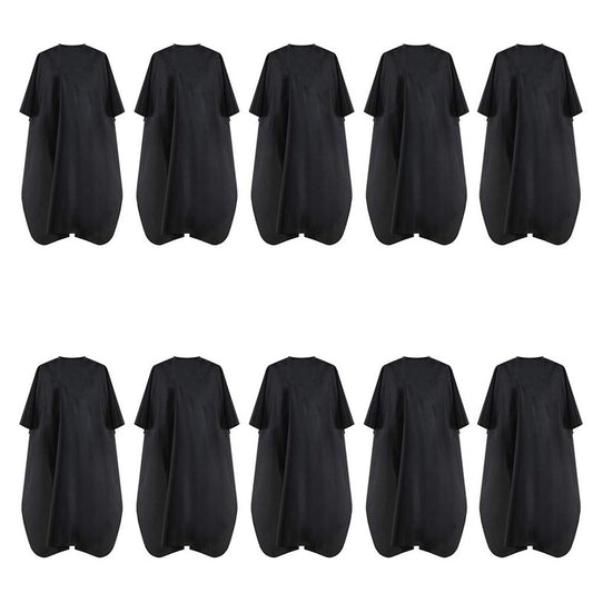 Black Waterproof Hair Salon Cape Professional Barber Cape with Metal Snap Closure Hair Cutting Cape (Black-10 Pack)