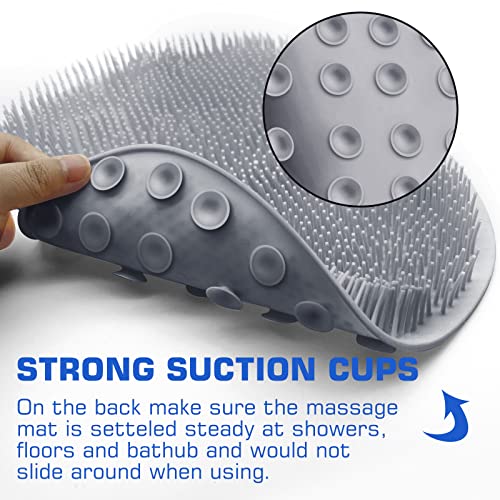 SZZYXD Shower Foot Scrubber Mat - Exfoliating Back Washer with Suction Cups