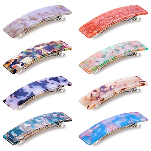 WILLBOND 8-Piece Hair Barrettes Set for Women - French Tortoise Shell Clips