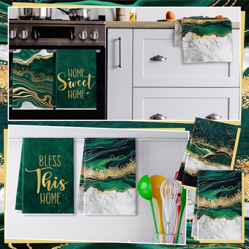 6 Pcs Gold Marble Kitchen Towels Set - Absorbent & Decorative