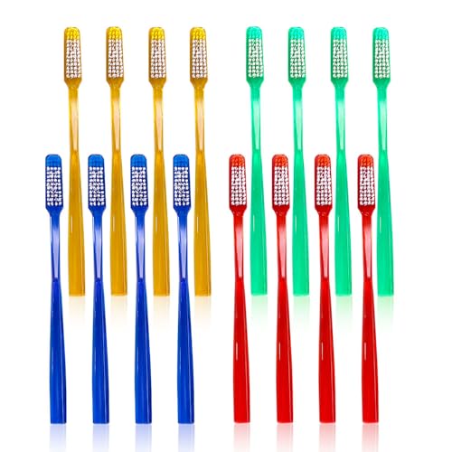 Adult Hard Bristle Toothbrush Pack of 12 - Firm Oral Care for Smokers