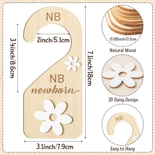 Wooden Baby Closet Dividers - 8Pcs 3D Daisy Organizers for Newborns