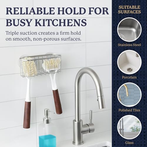 Farberware Kitchen Sink Sponge Holder with Triple Suction Cups