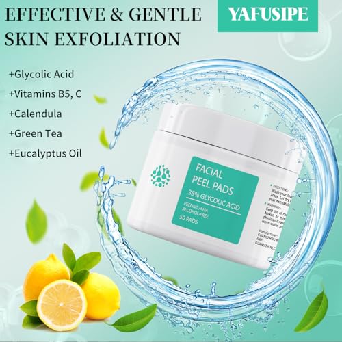 YAFUSIPE 35% Glycolic Acid Exfoliating Pads for Anti-Aging & Acne