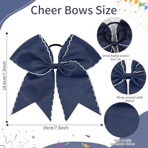 Navy Cheerleading Bows - Large Ponytail Holders for Girls